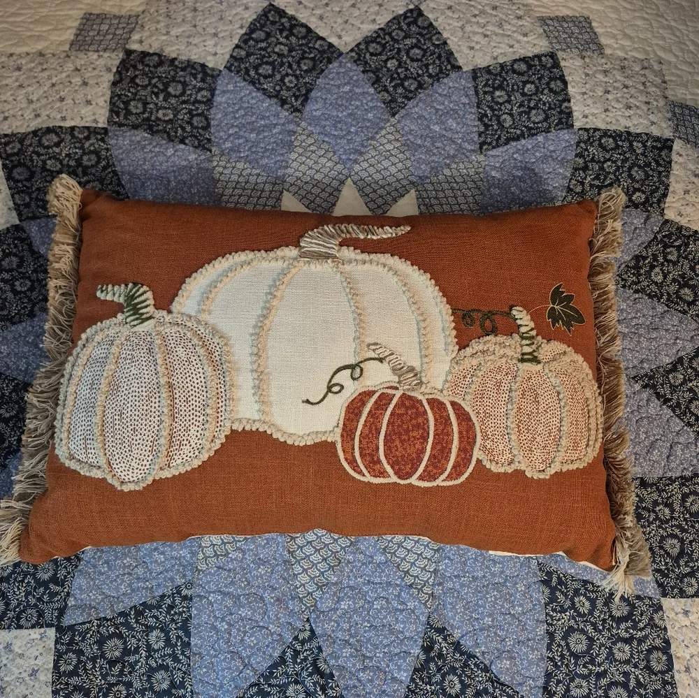 New Embroidered Pumkin Decortive Rectangle Throw Pillow